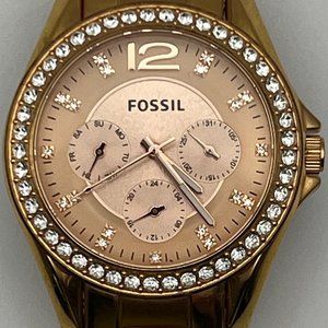 FOSSIL Ladies Riley Chronograph Rose Gold Working